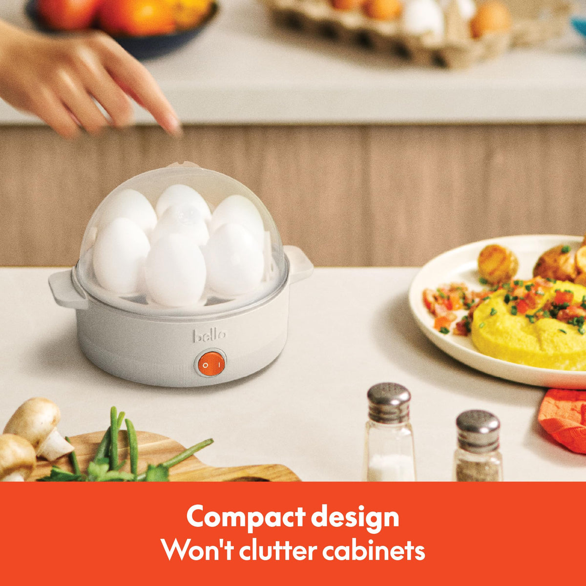 Bella electric egg cooker clear-view lid for monitoring progress