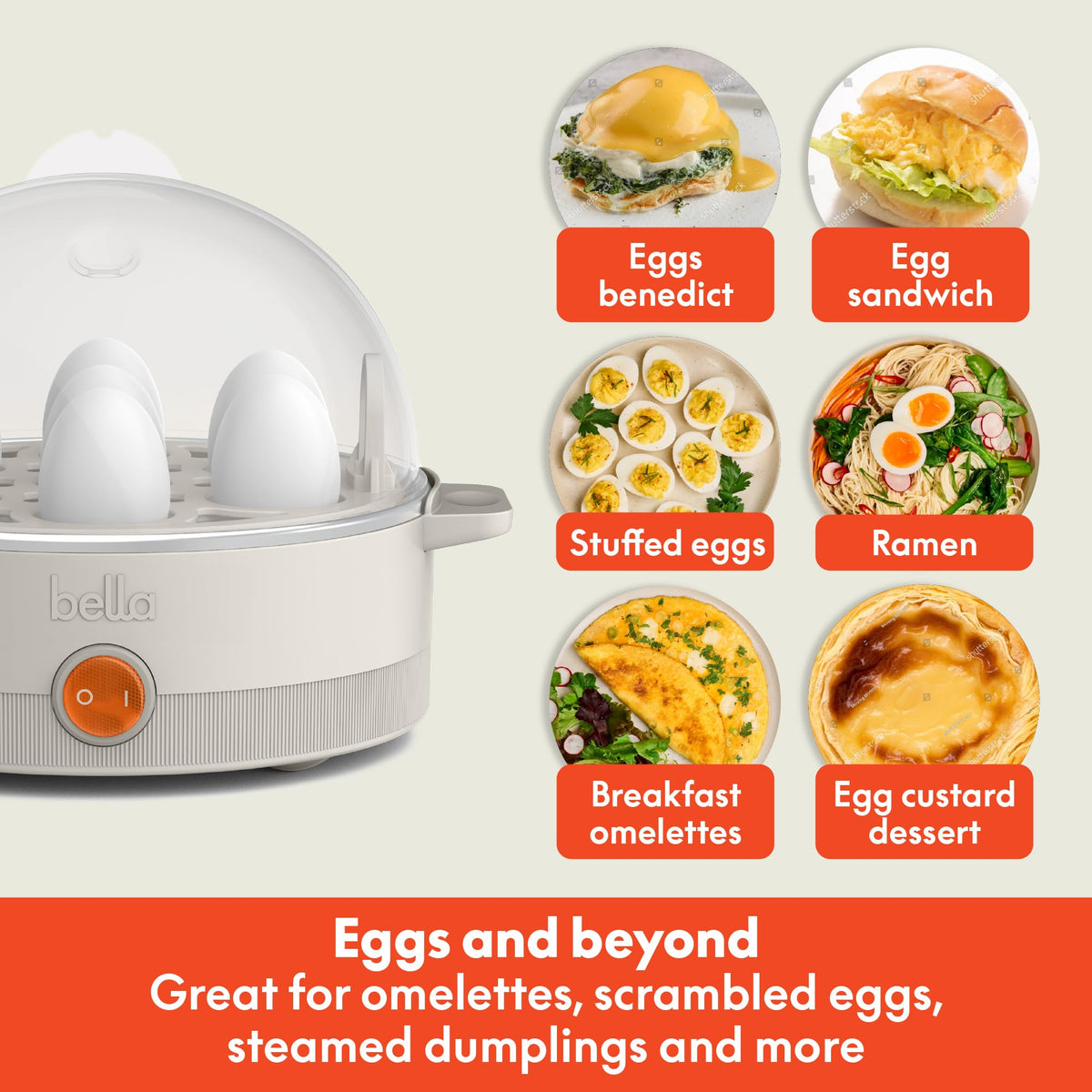 Bella electric egg cooker with poaching tray for easy gourmet eggs