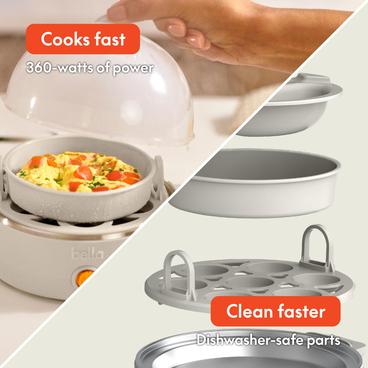 Bella electric egg cooker steaming dumplings for versatile small meals