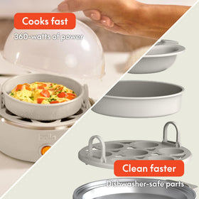 Bella electric egg cooker steaming dumplings for versatile small meals