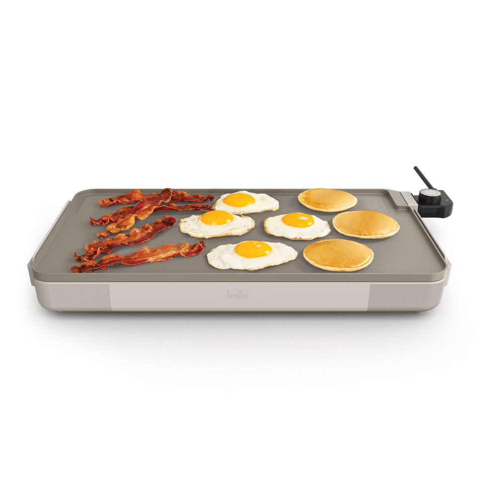 BELLA electric griddle 12x22 inch surface ideal for cooking eggs and pancakes for the family.