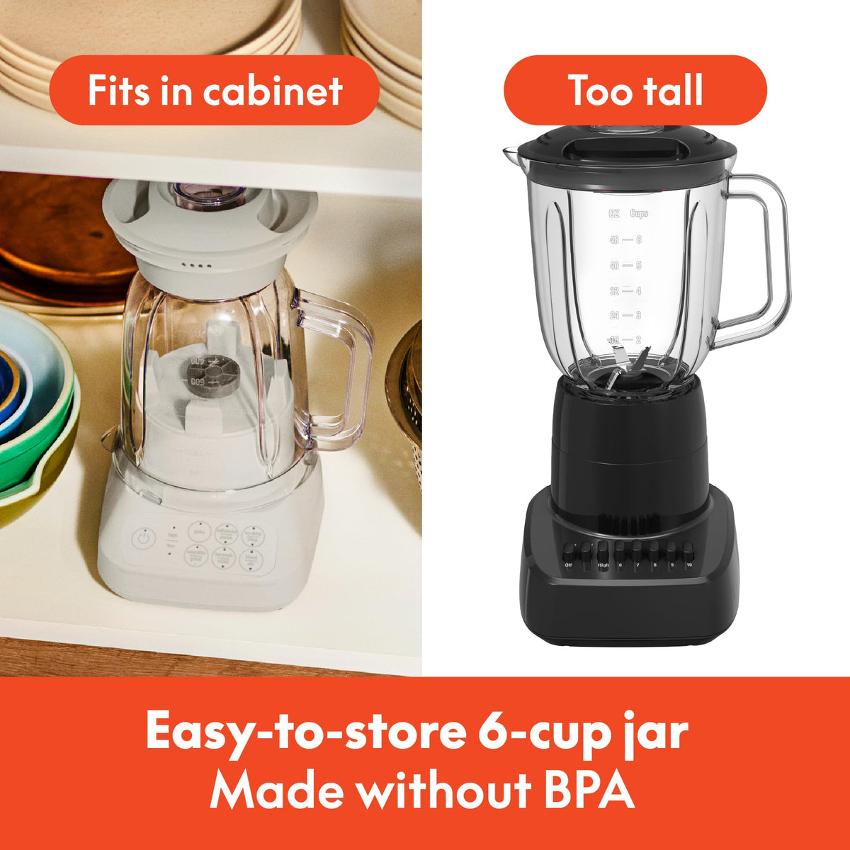 BELLA Flip & Store blender base with space-saving design.