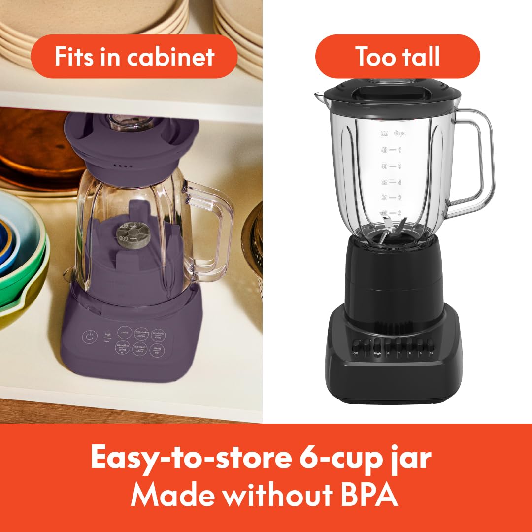 Bella Flip and Store blender lid with measuring cap enables precise ingredient additions.