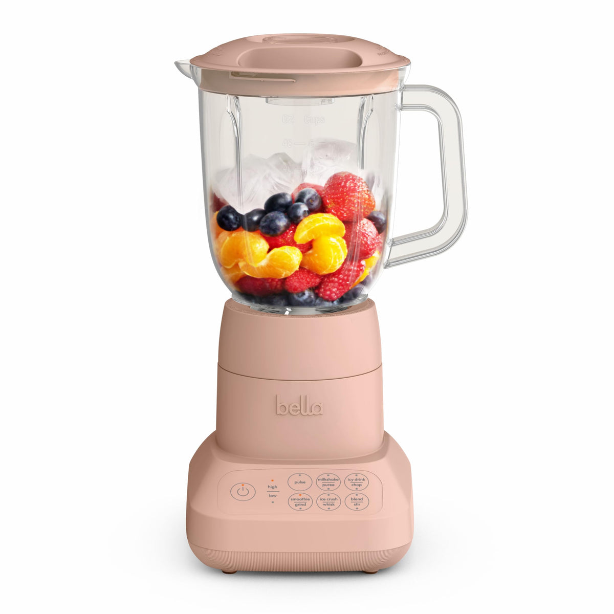 BELLA Flip & Store blender pitcher for family-sized smoothies and easy pouring.
