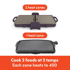 BELLA Fold-n-Store griddle open with dual zones for versatile breakfast and dinner.
