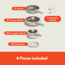 BELLA glass lids with silicone rims monitor simmering with heat retention.