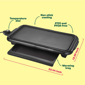 BELLA griddle features cool-touch handles for safe, comfortable handling.