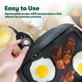 BELLA warming tray keeps breakfast warm until serving.