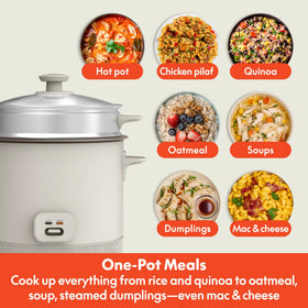 BELLA keep-warm function keeps rice at serving temperature.