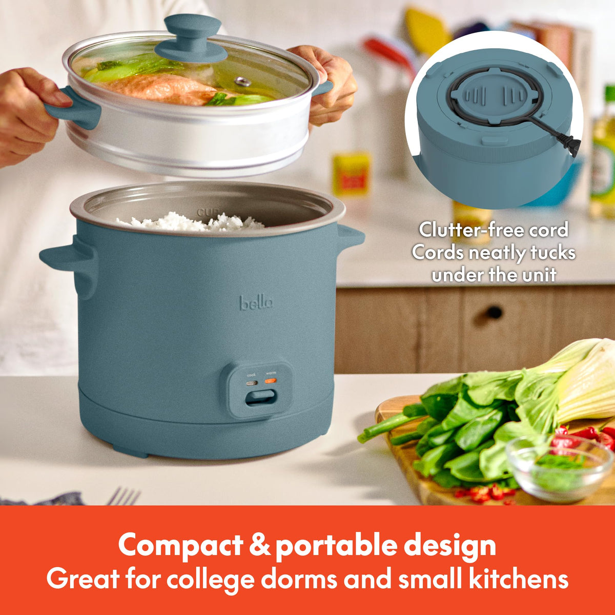 Bella keep warm function maintains serving temperature after cooking