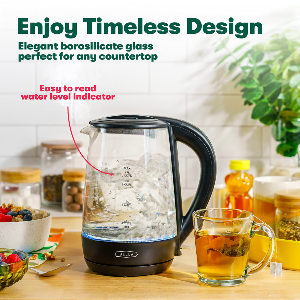 BELLA kettle ideal for tea, coffee, oats, and soups in minutes