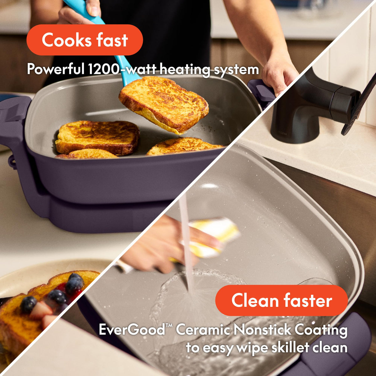 Bella Make & Take 3-inch depth supports casseroles and hearty dishes without crowding the stovetop.