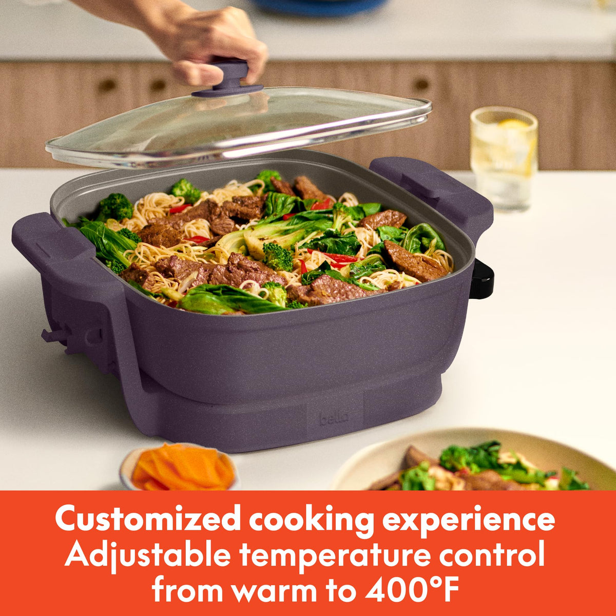 Bella Make & Take cast aluminum base delivers even heating for consistent cooking results.