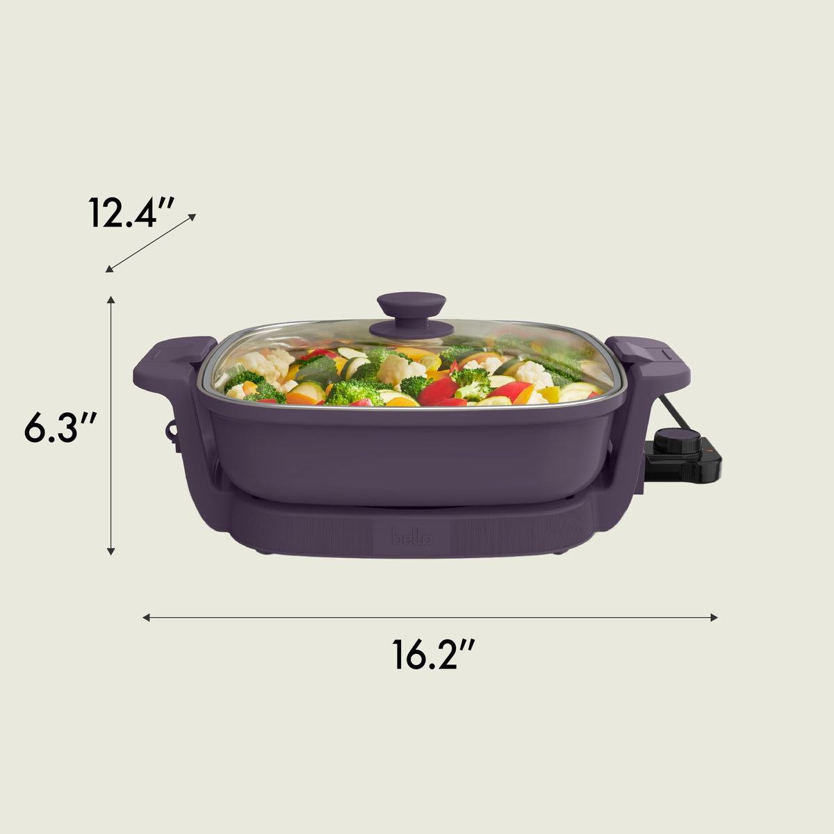 Bella Make & Take dishwasher-safe tempered glass lid simplifies cleaning and storage.