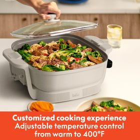 BELLA Make & Take electric skillet EverGood ceramic nonstick coating for easy release.