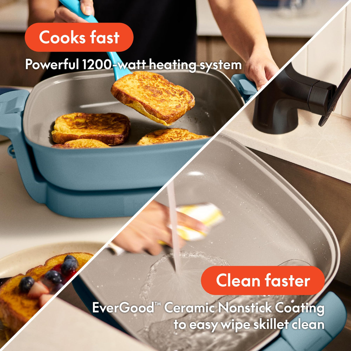 Bella Make & Take electric skillet inverted-lid storage saves cabinet space