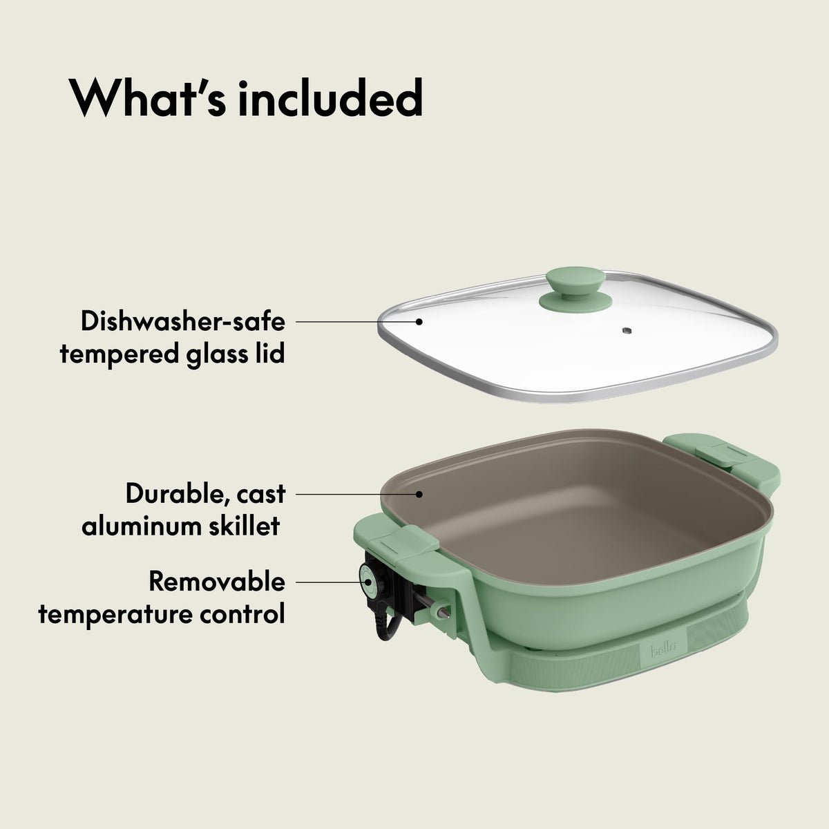 Bella Make & Take temperature control up to 400°F for precise cooking