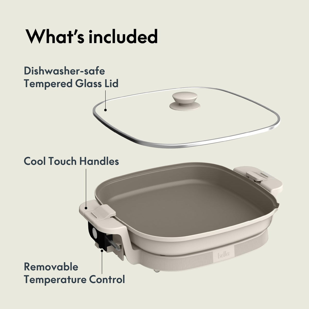 BELLA Make and Take XL cool-touch handles for safe cooking.