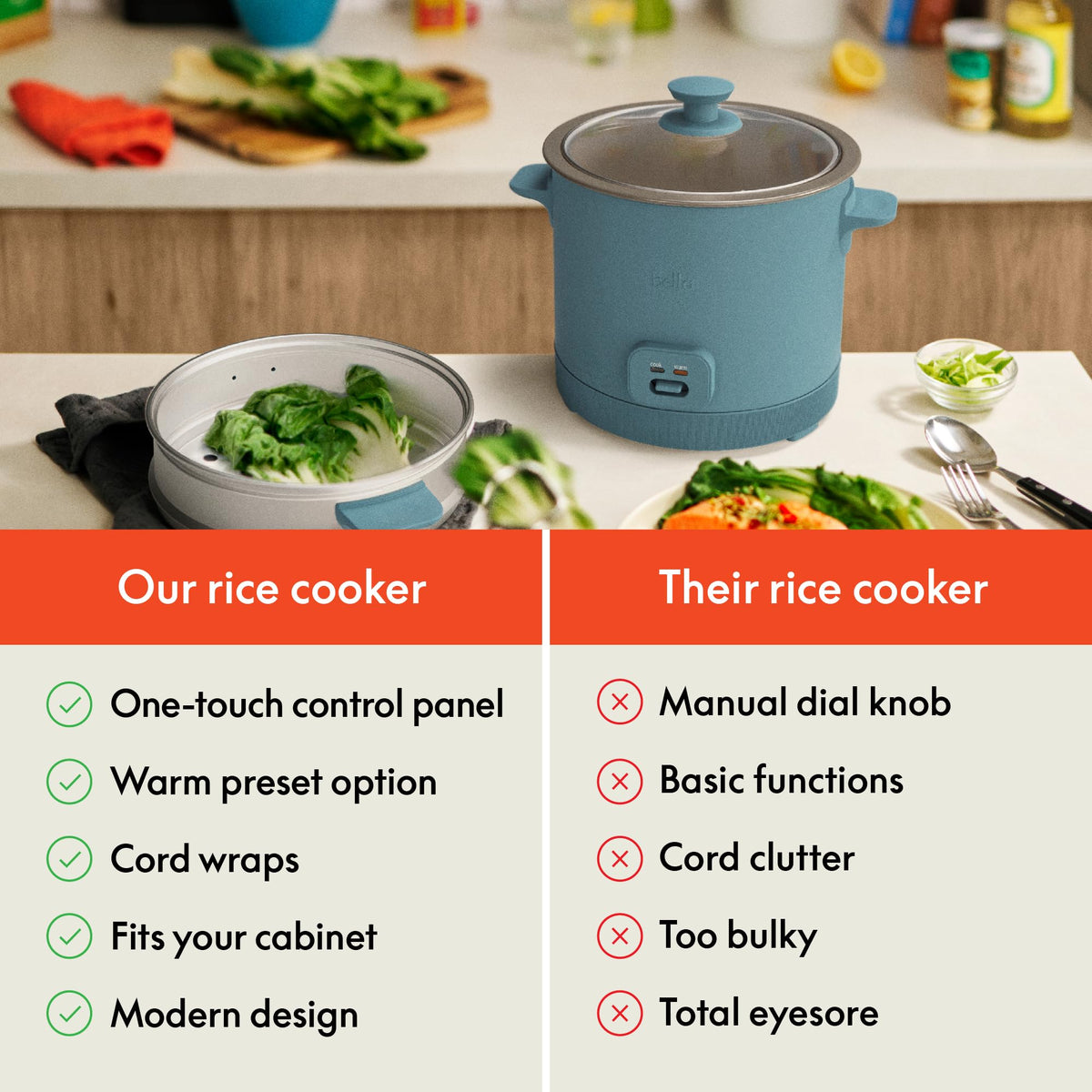 Bella measuring cup with clear marks for rice prep