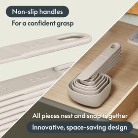 BELLA non-slip handles provide a secure grip while measuring ingredients.