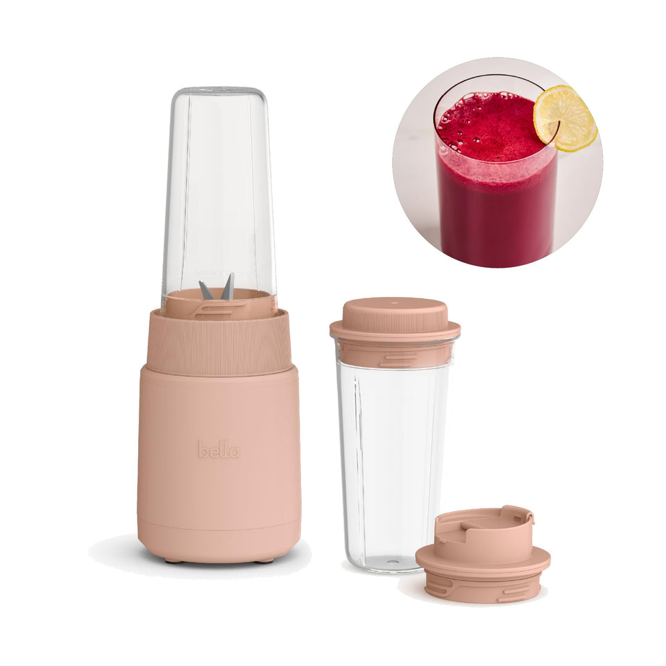 Bella Rocket Blender base with press-and-twist design enables quick, smooth blends.