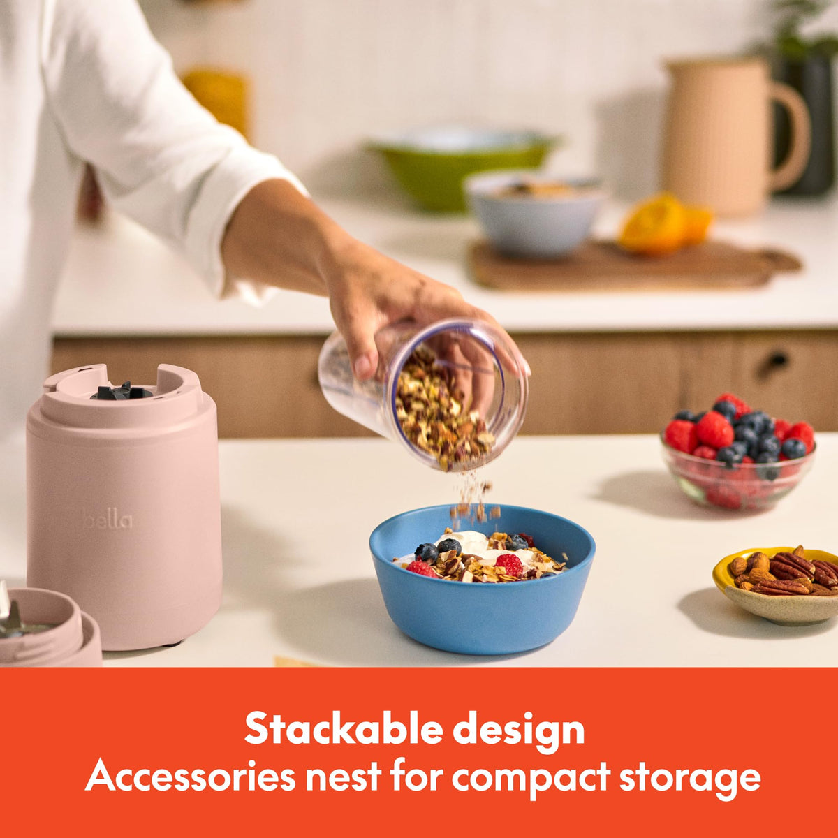 Bella Rocket Blender to-go lid enables travel-friendly smoothies.
