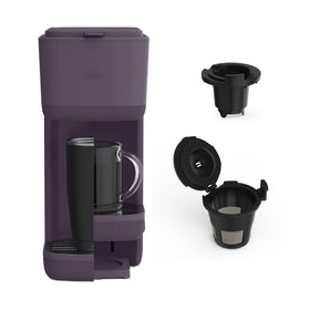 BELLA single-serve coffee maker front view, compact design for quick brews.