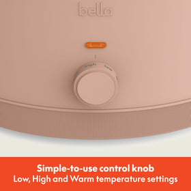 Close-up of ceramic nonstick coating on Bella slow cooker for easy release.