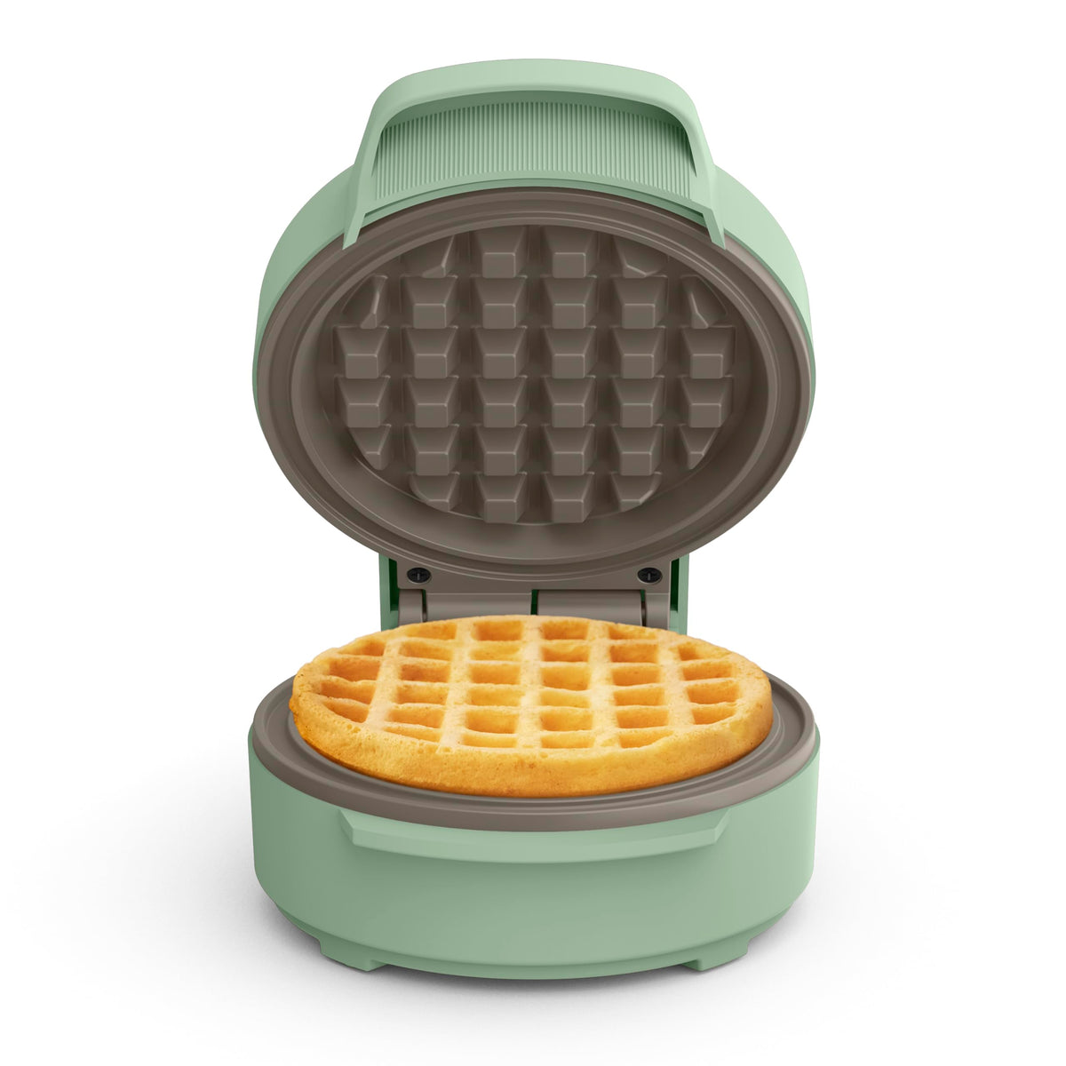 BELLA Snack-n-Store Mini Maker Surf prepares fluffy 4-inch waffles quickly.