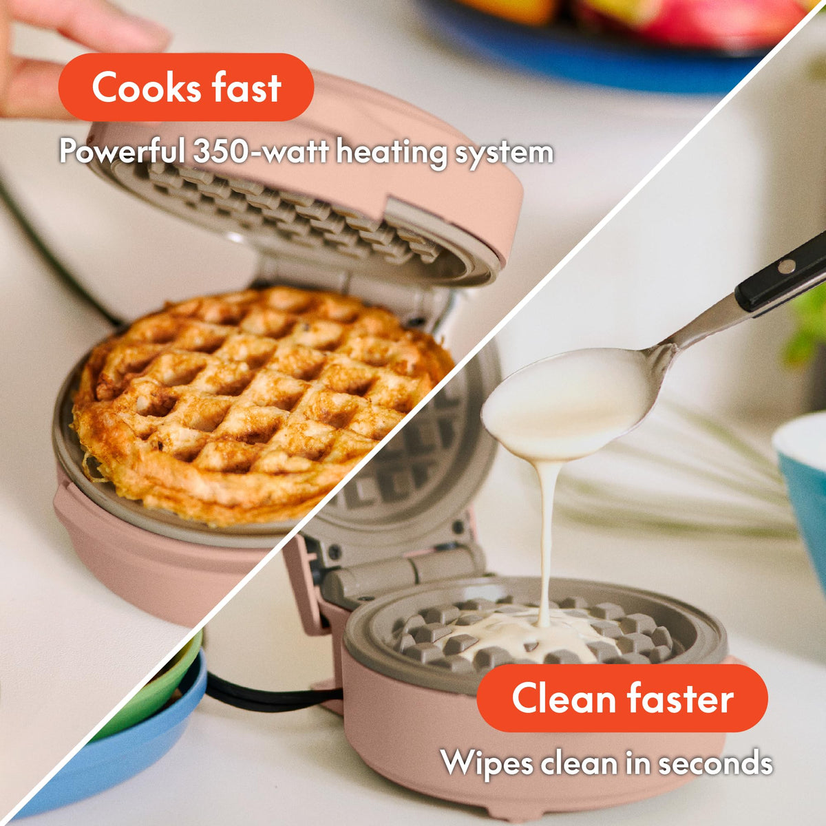 Bella Snack-n-Store Ready indicator light signals waffles are ready.