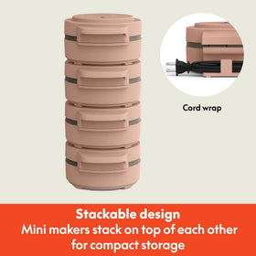 Stackable Bella Waffle Maker Blossom shown saving cabinet space.