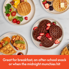 BELLA Snack-n-Store ready indicator light shows when the waffle maker is ready.