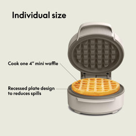 BELLA Snack-n-Store mini waffle maker stacked design keeps counter neat and tidy.