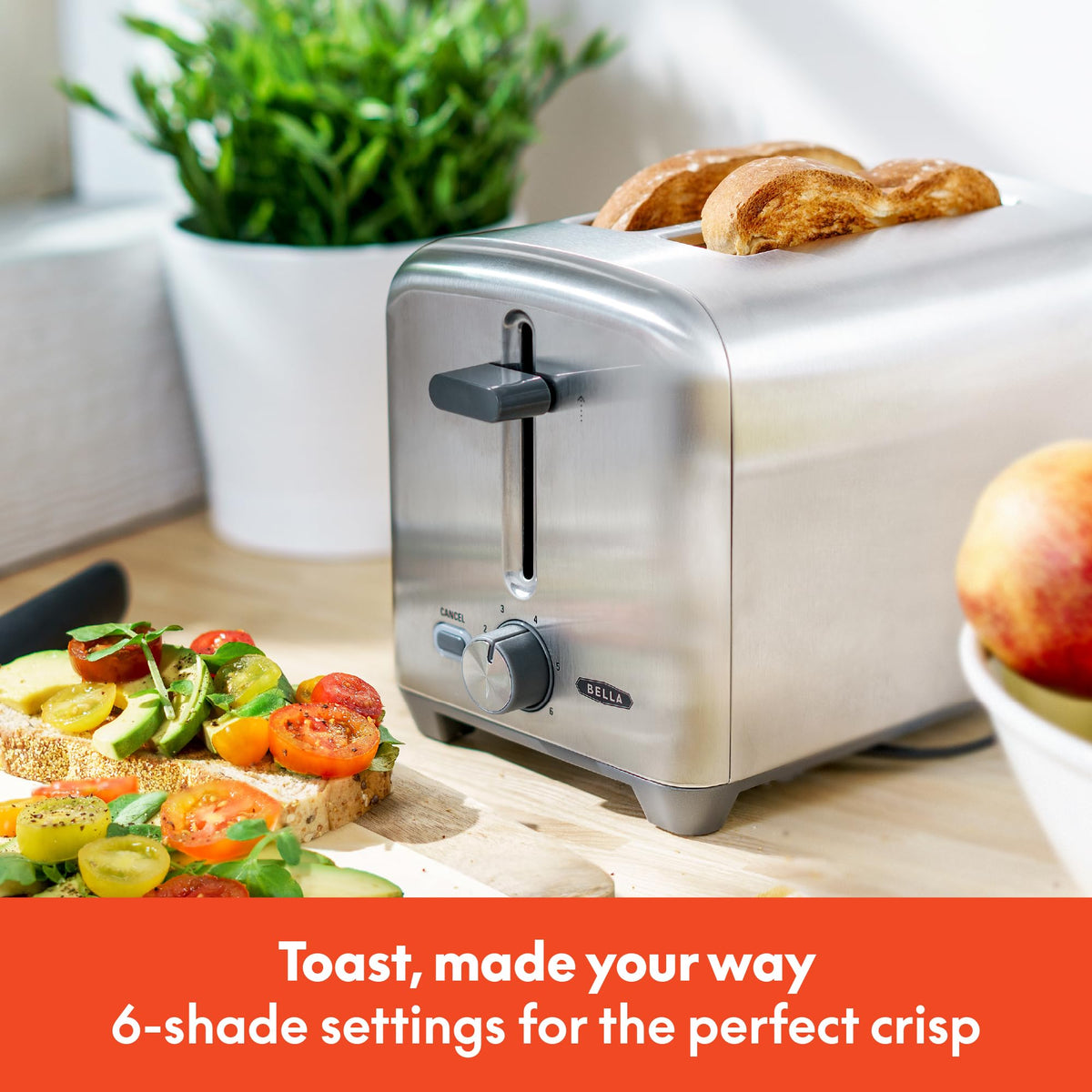 BELLA countertop toaster with built-in cord storage keeps counter tidy