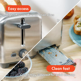 BELLA 2-slice toaster high-lift lever raising a slice