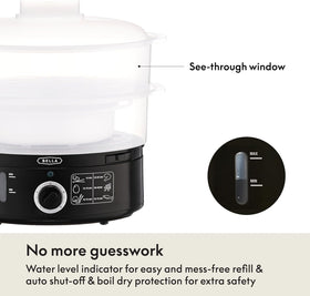BELLA steamer auto shutoff provides safe cooking without constant supervision.
