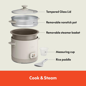BELLA steamer basket with vegetables enables simultaneous cooking for healthier dinners.