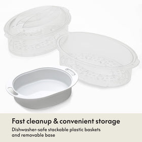 BELLA steamer lid and tray retain nutrients while steaming vegetables.
