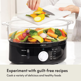 BELLA two-tier steamer removable base for versatile kitchen setups.