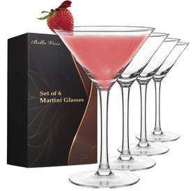 Bella Vino tall-stem martini glasses showcase cocktails with elegant clarity