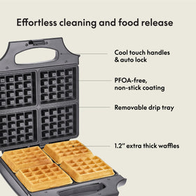 Bella waffle iron deep pockets for toppings like berries and syrup
