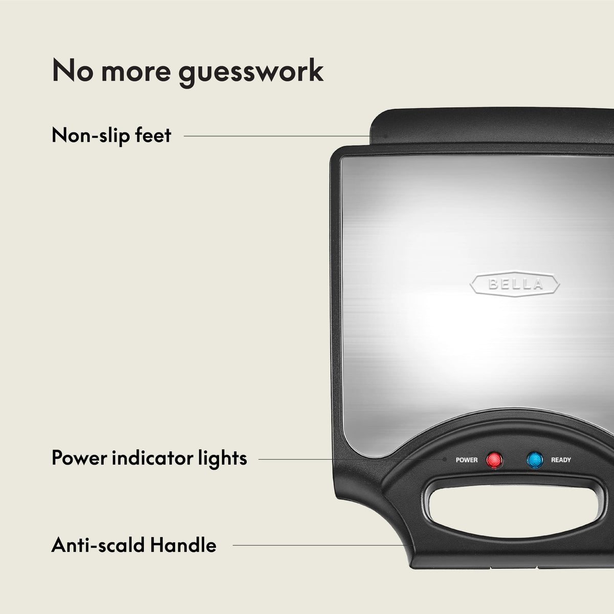 Bella waffle iron ready indicator lights showing preheat status