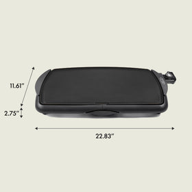 Bella wide cooking surface with 1500W heats evenly for quick meals.