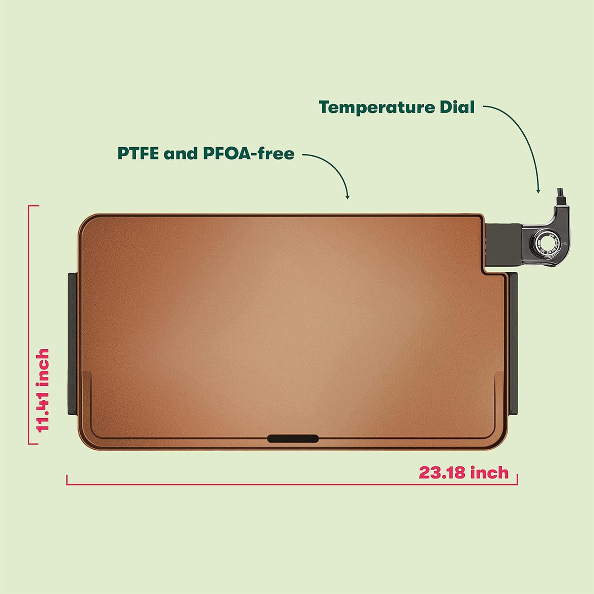 BELLA XL griddle heat-control dial enables precise cooking temperatures