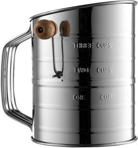 Bellemain 3-Cup Flour Sifter crank mechanism for smooth operation.
