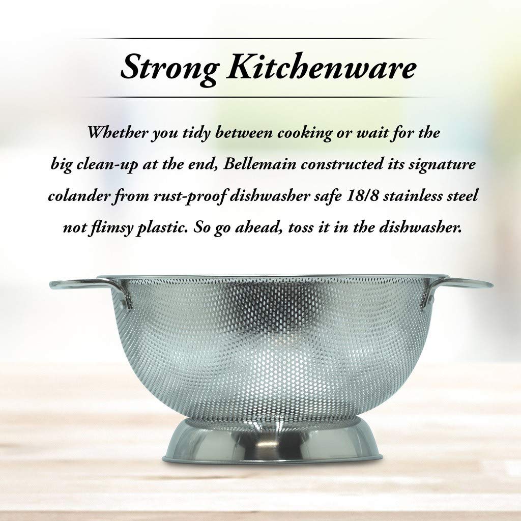 Bellemain colander shows micro-perforations for berries and greens.