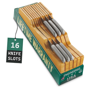 Bellemain bamboo drawer knife block holding up to 16 knives with blades-down design