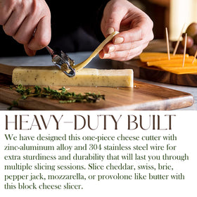 Close-up of the Bellemain slicer showing sturdy zinc alloy design for durability.