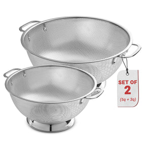Bellemain micro-perforated colander 3qt drains pasta quickly and evenly.