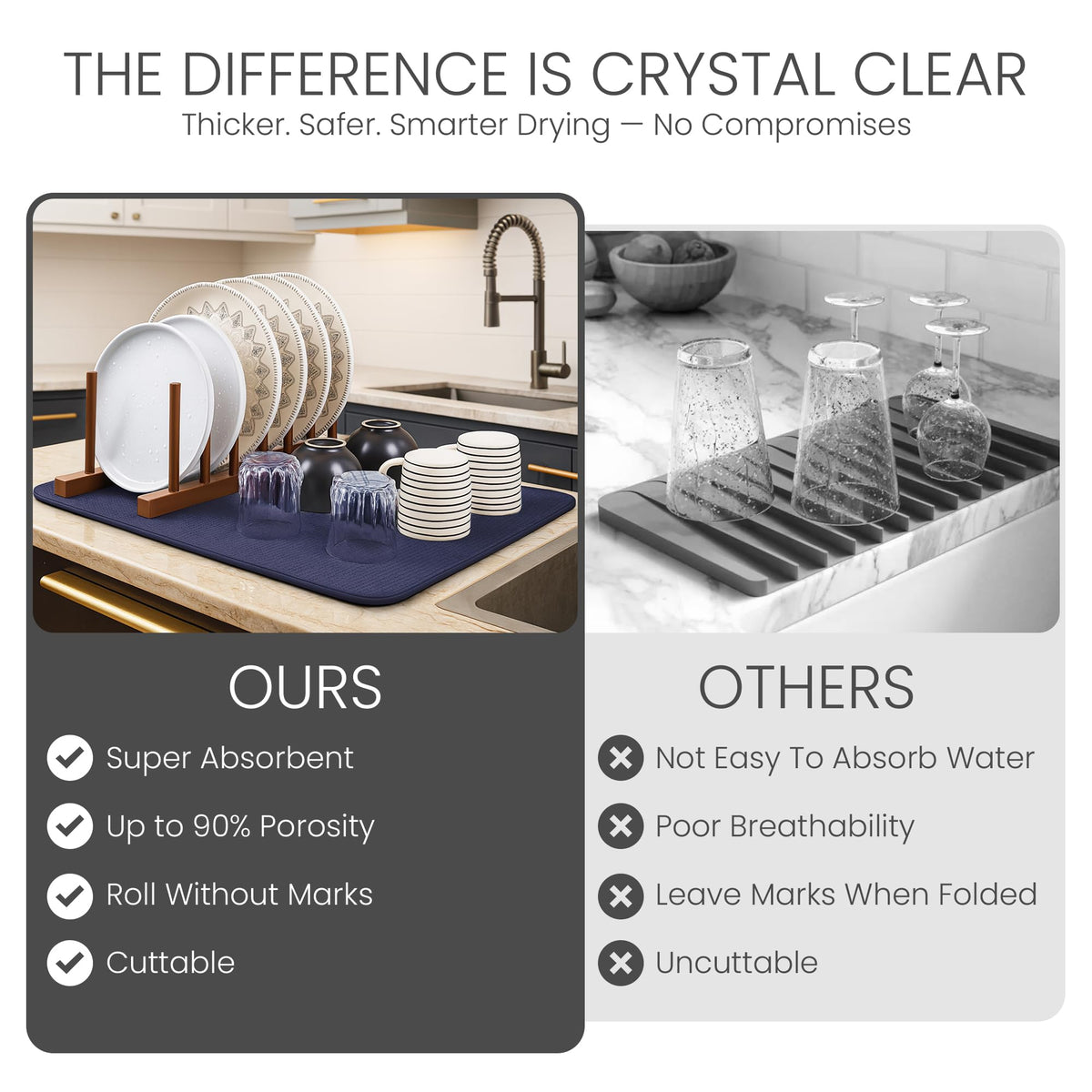 Bellemain laminate foam core resists odor during repeated dish days.